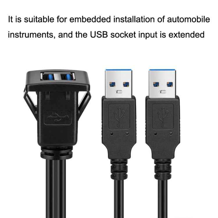 RF-56 Dual-port USB3.0 Waterproof Cable Car Dashboard Audio Extension Line, Cable Length: 1m