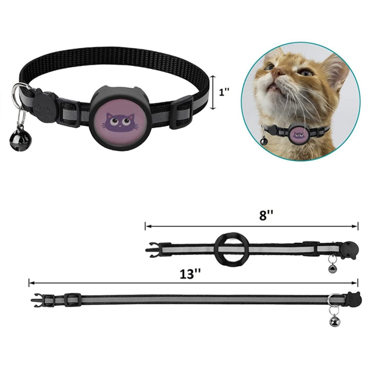 Pet Reflective Collar with Bell for AirTag 2nd Gen / AirTag 1st Gen, Red, Purple, Black, Pink