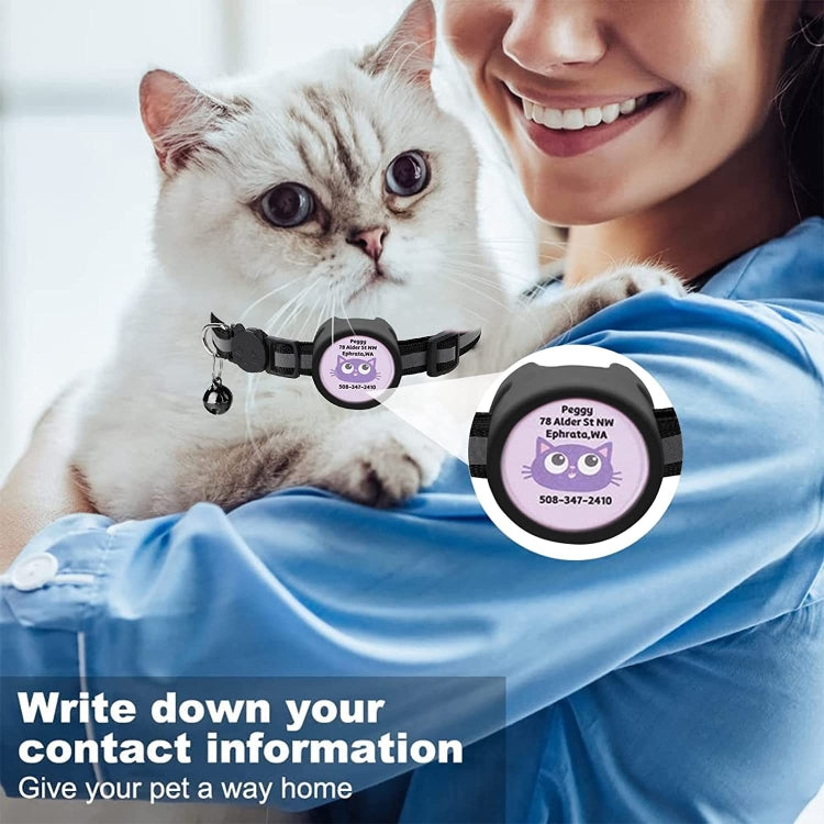 Pet Reflective Collar with Bell for AirTag 2nd Gen / AirTag 1st Gen, Red, Purple, Black, Pink