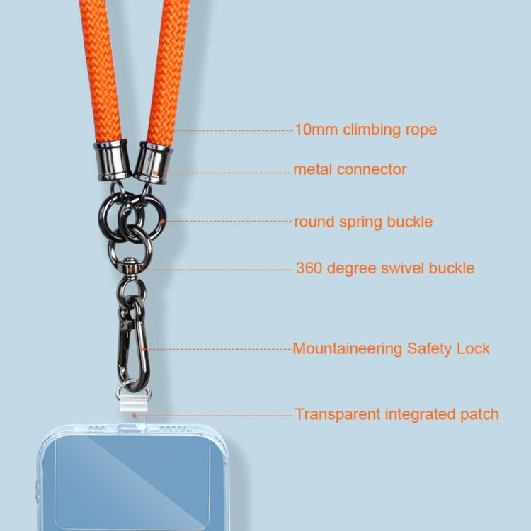 Mobile Phone Mountaineering Rope Lanyard Can Be Hung Neck Or Crossbody, Black, Orange, Sky Blue, Red, Gem Blue, Violet, Brick Orange