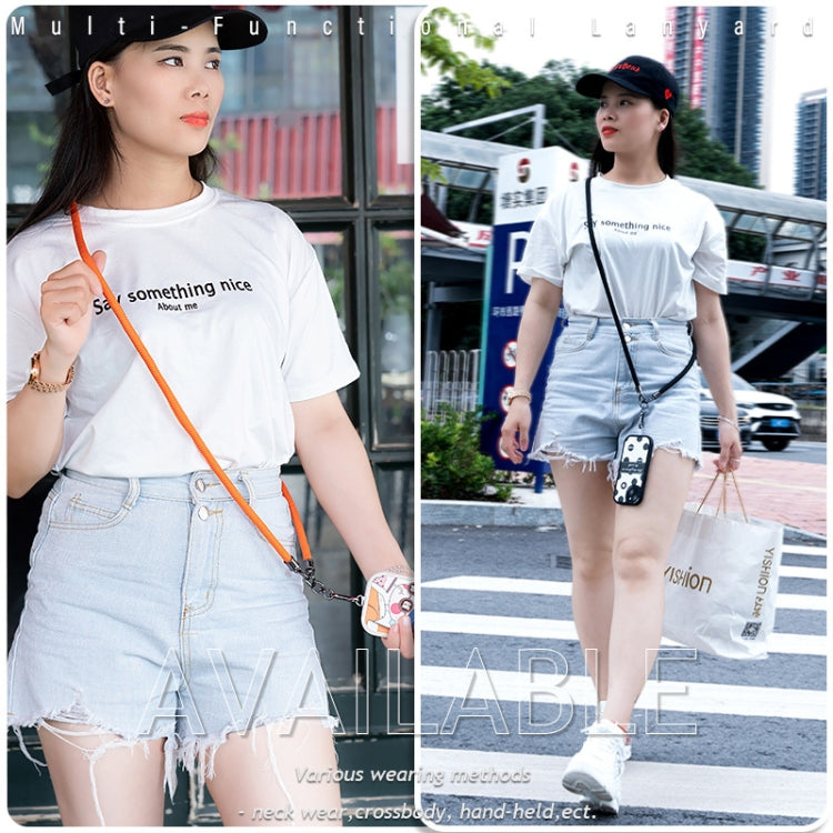 Mobile Phone Mountaineering Rope Lanyard Can Be Hung Neck Or Crossbody, Black, Orange, Sky Blue, Red, Gem Blue, Violet, Brick Orange