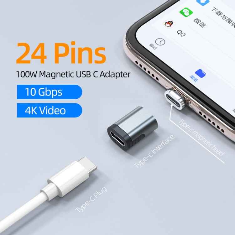 TZ28 PD 100W 24Pin Fast Charge Data and Video Transmission Type-C / USB-C Magnetic Adapter