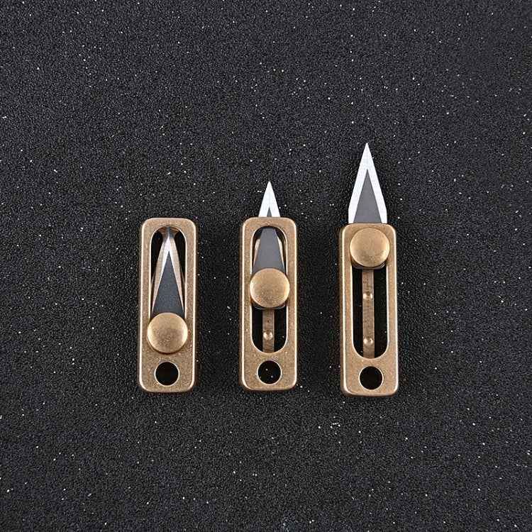 Brass Mini Knife Carry-on EDC Keychain Pendant Push-pull Unpacking Knife