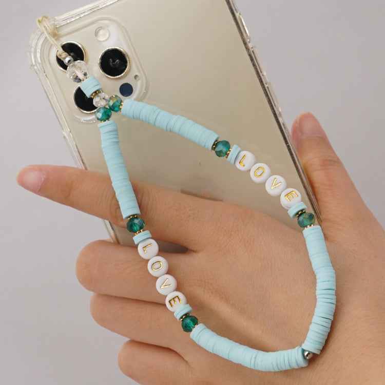 Geometric Letter Soft Pottery Mobile Phone Lanyard Anti-lost Phone Chain