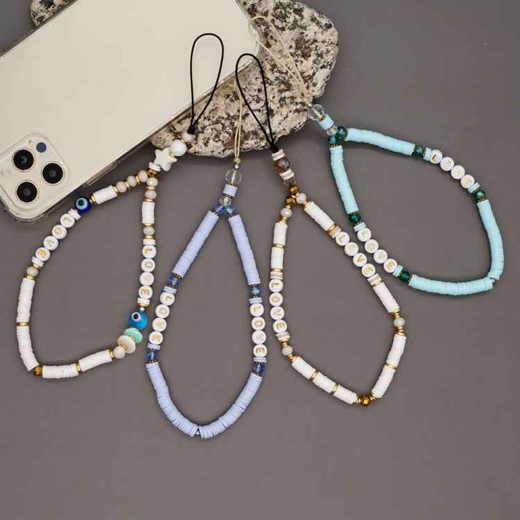 Geometric Letter Soft Pottery Mobile Phone Lanyard Anti-lost Phone Chain