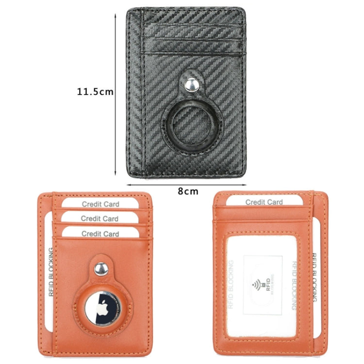 TQ-319 Anti-Theft Anti-Lost Tracker Leather Card Holder For AirTag 2nd Gen / AirTag 1st Gen, Carbon Fiber (Black), Carbon Fiber (Brown), Flat Pattern (Black), Flat Pattern (Brown)