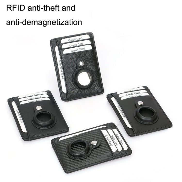 TQ-319 Anti-Theft Anti-Lost Tracker Leather Card Holder For AirTag 2nd Gen / AirTag 1st Gen, Carbon Fiber (Black), Carbon Fiber (Brown), Flat Pattern (Black), Flat Pattern (Brown)