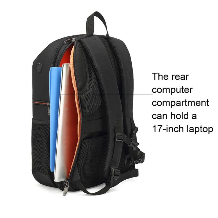 Oxford Cloth Waterproof Photography Backpack 17 Inch Laptop Backpack, Orange, Grey
