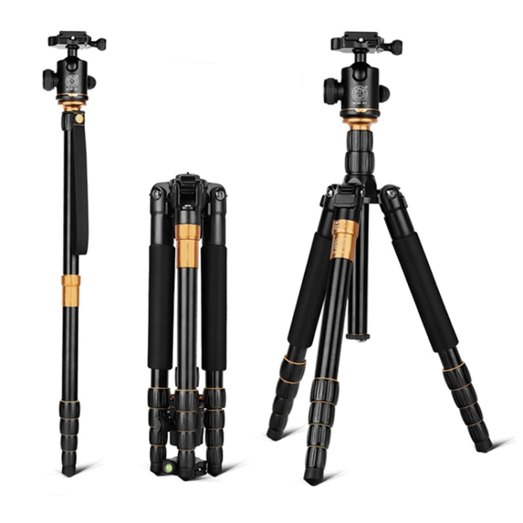 QingZhuangShiDai Q666 Portable Travel SLR Camera Aluminum Magnesium Alloy Tripod, Q666(Black)