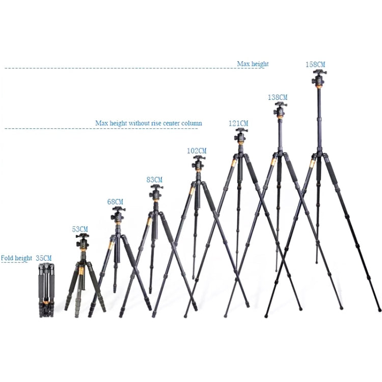 QingZhuangShiDai Q666 Portable Travel SLR Camera Aluminum Magnesium Alloy Tripod, Q666(Black)