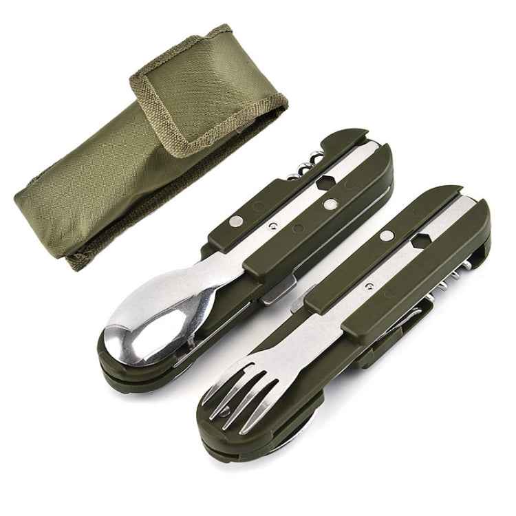 Outdoor Camping Tableware Stainless Steel Folding Knife Fork and Spoon Combination Tableware