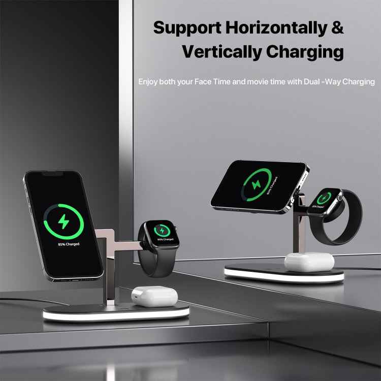 UD23 15W 3 In 1 Desktop Aluminum Alloy Wireless Charger, For Smartphone&iWatch&AirPods