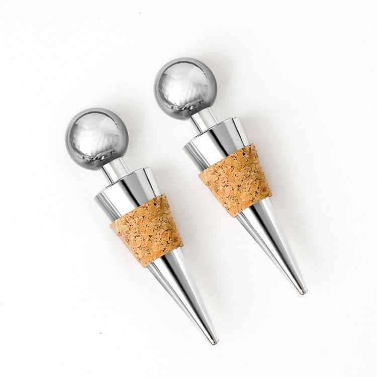 2 PCS Metal Cork Red Wine Stoppers Synthetic Wood Wine Corks