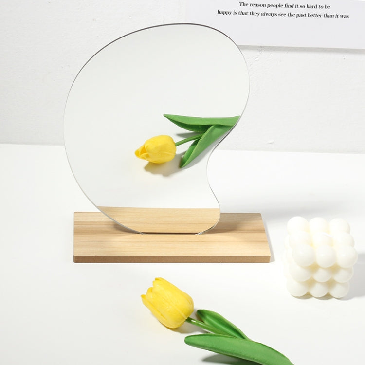Irregular Acrylic Mirror With Wooden Base Photo Props, Water Drip, Cloud, Water Wave, Mountain