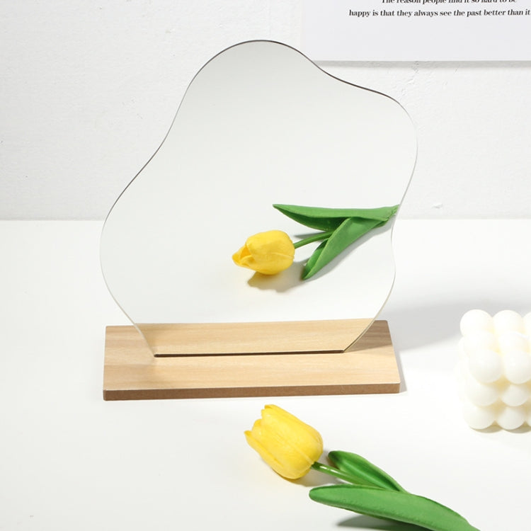 Irregular Acrylic Mirror With Wooden Base Photo Props, Water Drip, Cloud, Water Wave, Mountain