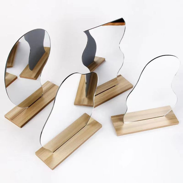 Irregular Acrylic Mirror With Wooden Base Photo Props, Water Drip, Cloud, Water Wave, Mountain