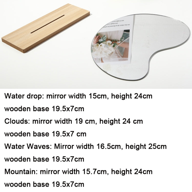 Irregular Acrylic Mirror With Wooden Base Photo Props, Water Drip, Cloud, Water Wave, Mountain