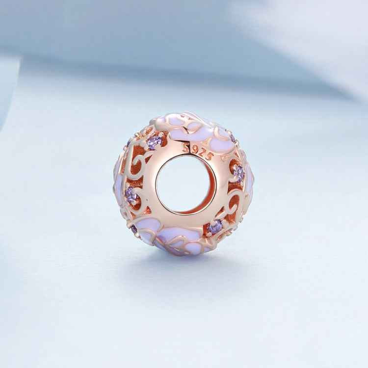 BSC644 S925 Silver Purple Rose Beads Electroplating Hollow DIY Bead Accessories