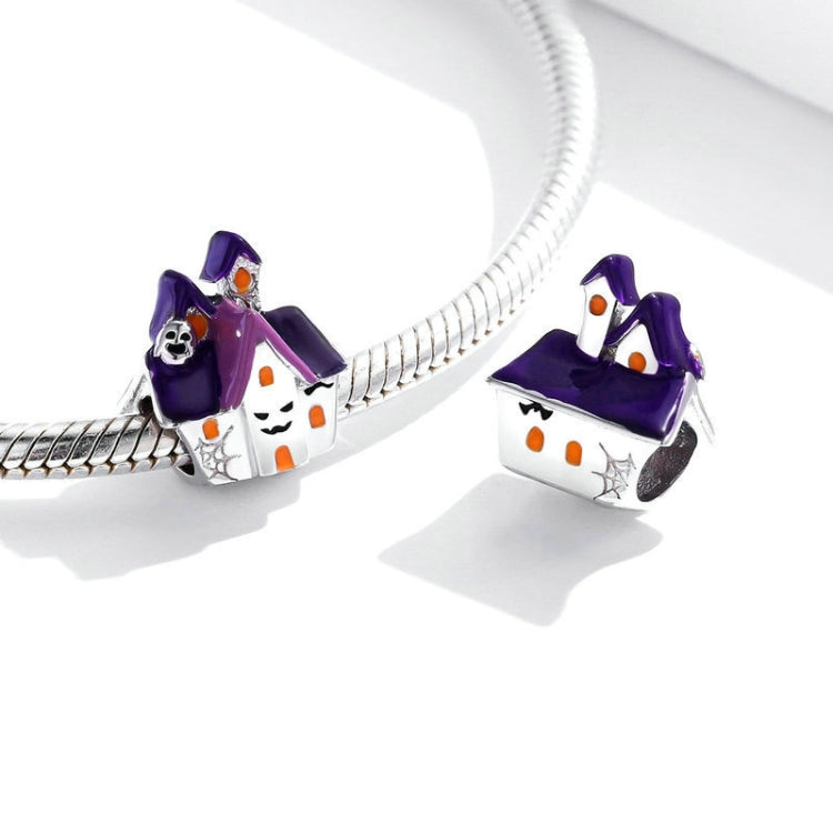 BSC324 Purple Halloween Ghost House DIY Loose Bead Accessories S925 Silver Beaded Accessories, BSC324