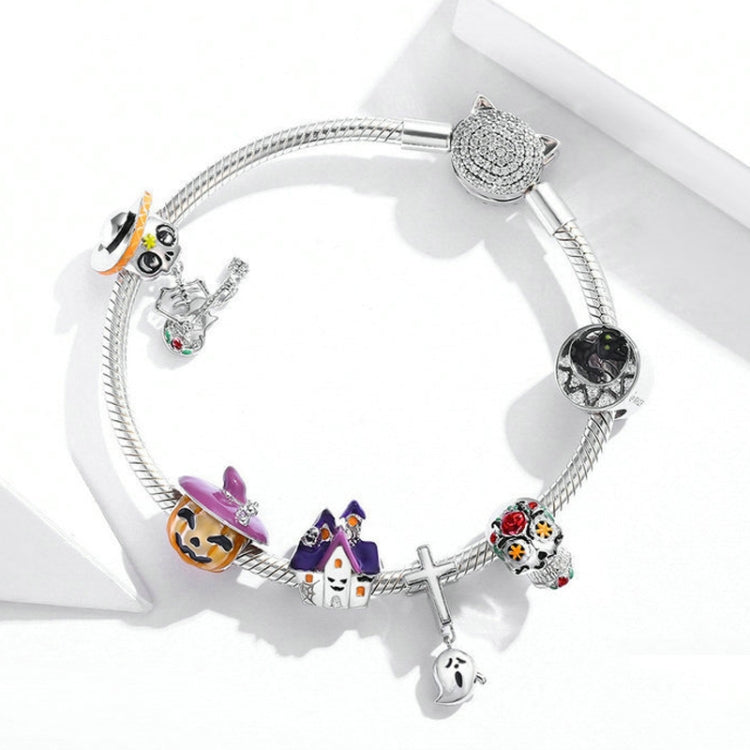 BSC324 Purple Halloween Ghost House DIY Loose Bead Accessories S925 Silver Beaded Accessories, BSC324