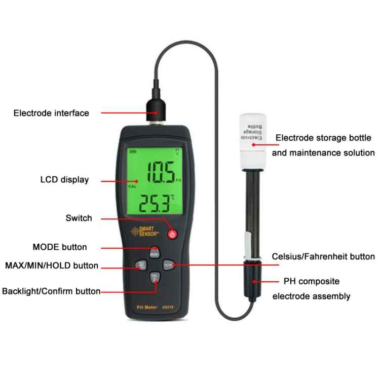 Smart Sensor AS218 Fish Tank Aquarium Water PH Tester