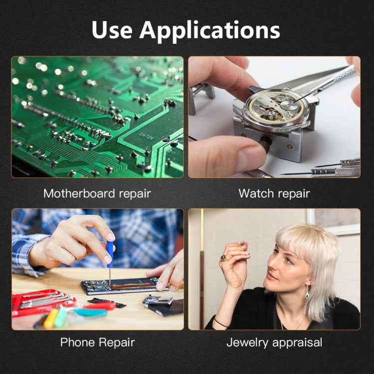 9892H-1 8x / 15x / 23x 2LED Head-mounted Magnifier Watch Repair Glasses Type Magnifier