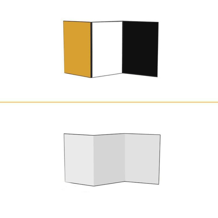 Tri-Fold Photography Cardstock Reflector Props, A3 One Side All White, A3 One Side All Black, A3 One Side All Gold, A4 One Side All White, A4 One Side All Silver, A4 One Side All Gold