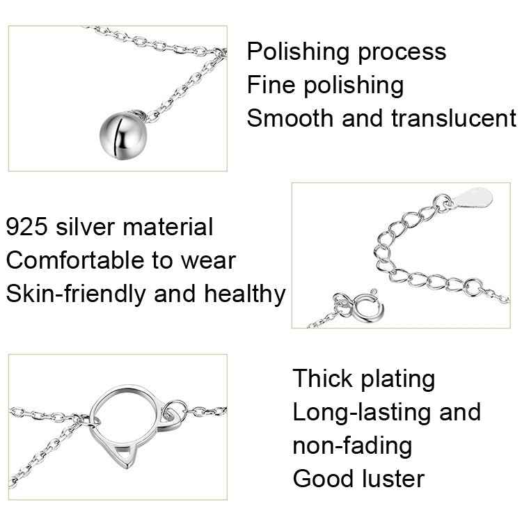 SCT003 Cat Bell 925 Silver Anklet White Gold Plated Simple Ladies Anklet
