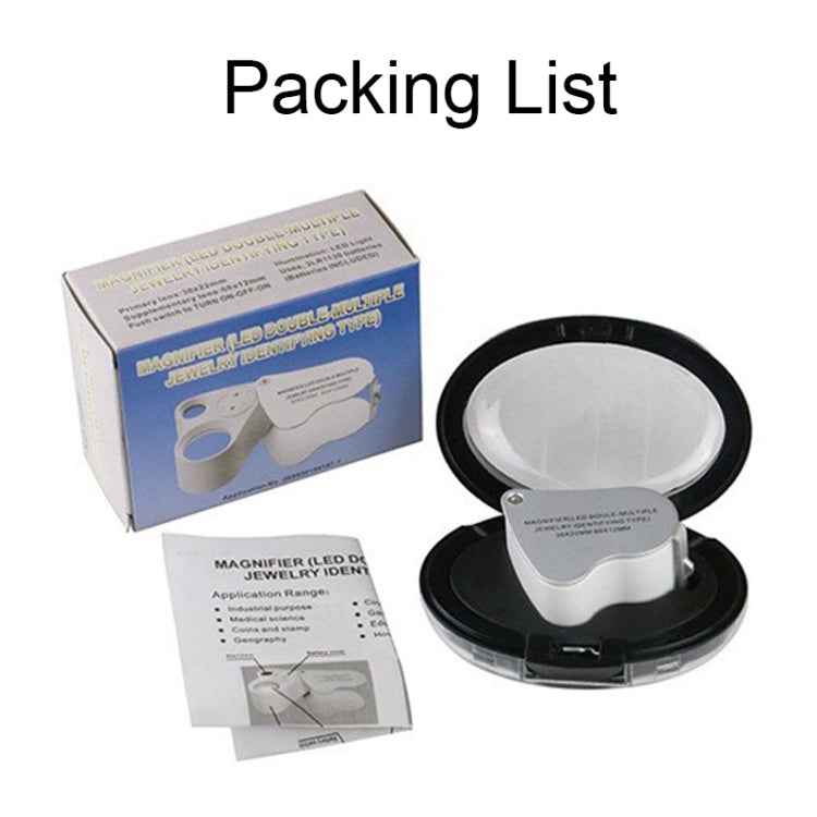MG9889 30X-60X Mini Dual-Lens Craft Appreciation Magnifying Glass with LED Light