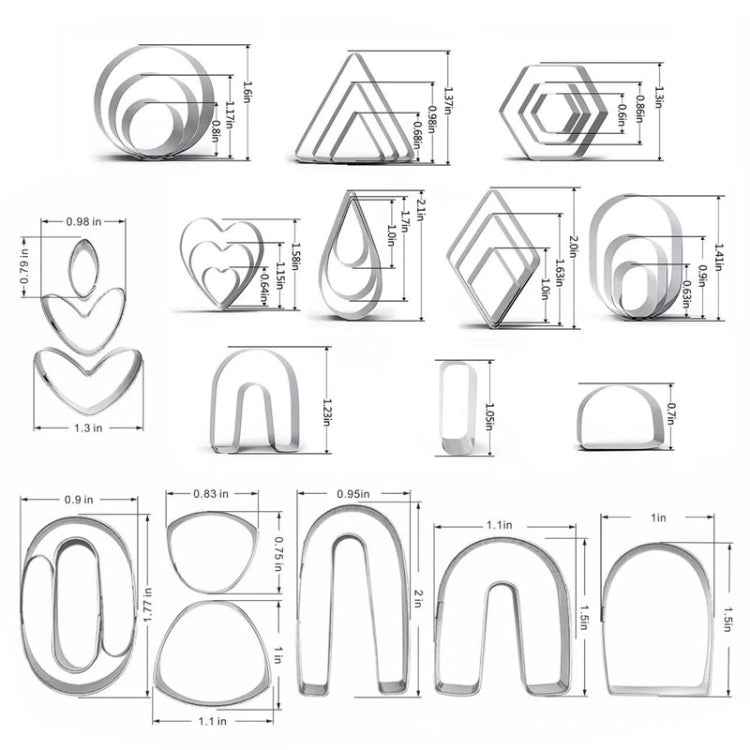 36 In 1 Stainless Steel Polymer Clay Earring Cutters Baking Mould