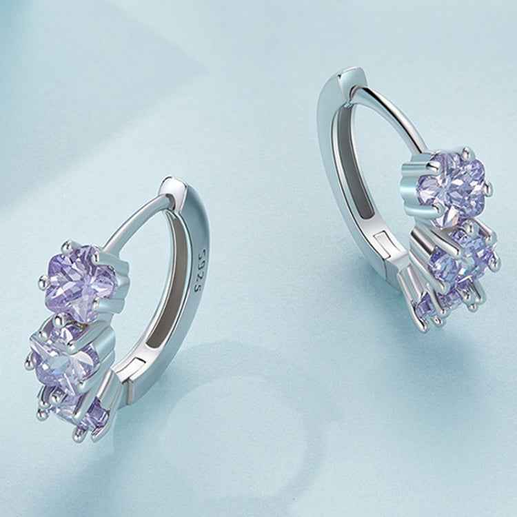 SCE1533 Purple Flower Vermiculite Ear Buckle 925 Silver Earrings