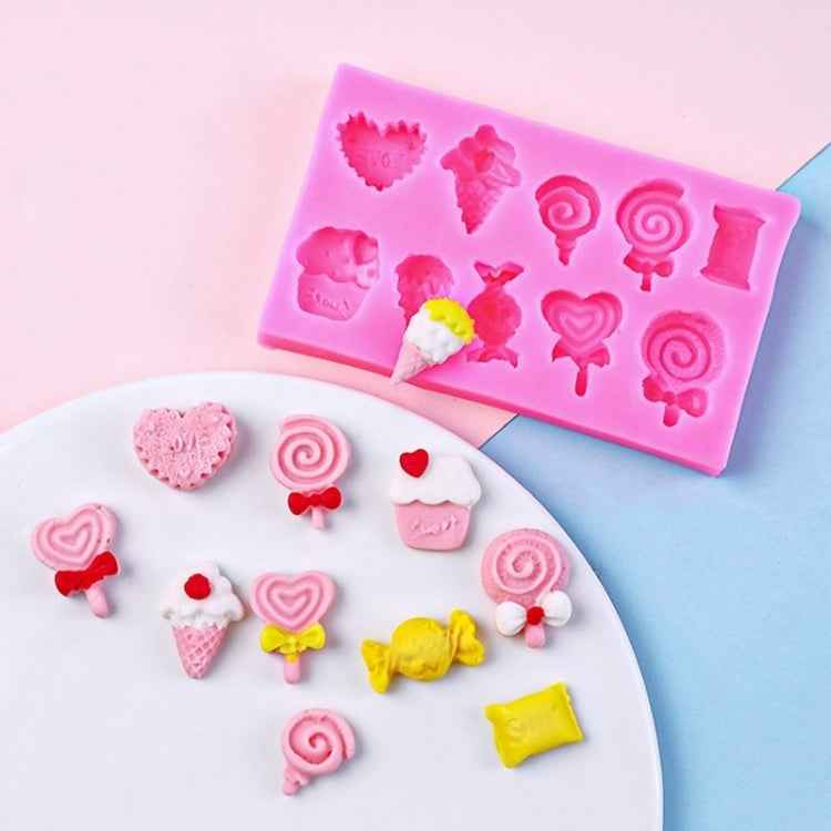 G114 Candy Lollipop Ice Cream Shape Silicone Mold Chocolate Biscuits Cake Decoration