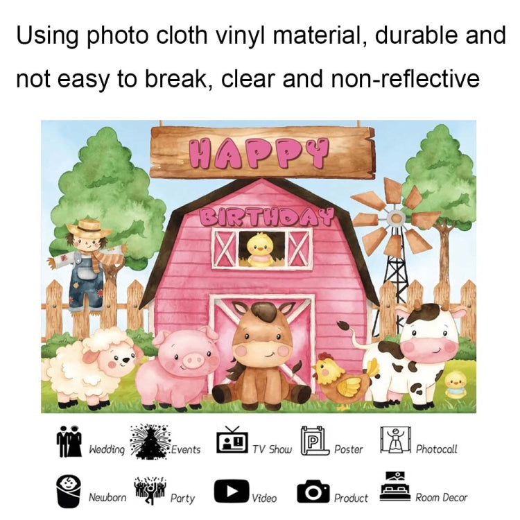 1.5m X 1m Cartoon Farm Animals Photography Backdrop Birthday Party Background Decoration
