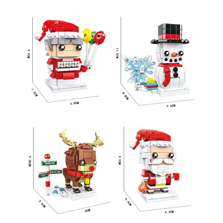 Christmas Theme Building Blocks Small Particles Puzzle Toy, 10089A Christmas Grandma, 10089B Christmas Snowman, 10089C Christmas Elk, 10089D Santa Claus