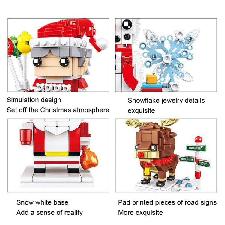 Christmas Theme Building Blocks Small Particles Puzzle Toy, 10089A Christmas Grandma, 10089B Christmas Snowman, 10089C Christmas Elk, 10089D Santa Claus
