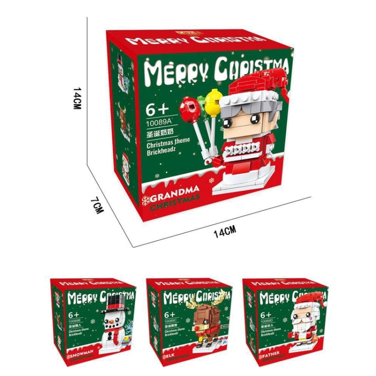 Christmas Theme Building Blocks Small Particles Puzzle Toy, 10089A Christmas Grandma, 10089B Christmas Snowman, 10089C Christmas Elk, 10089D Santa Claus