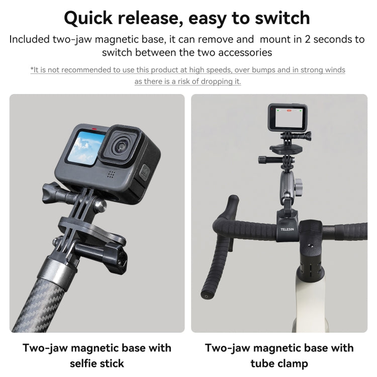 TELESIN Magnetic Action Camera Quick Release Bracket Mount,Spec:, TE-MMK-002 Ordinary, TE-MMK-002 Extended