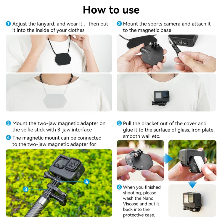 TELESIN Magnetic Action Camera Quick Release Bracket Mount,Spec:, TE-MMK-002 Ordinary, TE-MMK-002 Extended