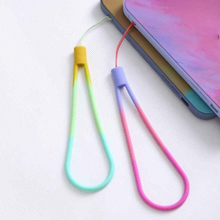 5pcs Silicone Cell Phone Lanyard Watercolor Woven Pattern Fan U Disk Strap