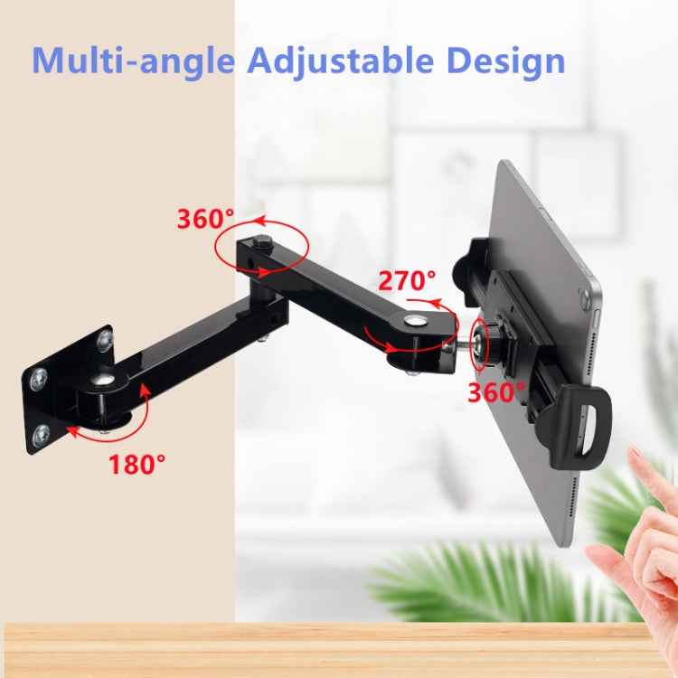 Wall Mount Tablet Cell Phone Stand Long Arm Stretchable Holder for 4-13 inch Devices