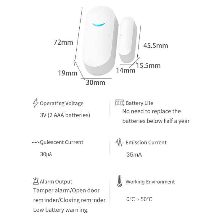 Tuya WiFi Door Magnetic Sensor Remote Intelligent Linkage Doors Windows Switch Anti-alarm APP Reminder Alarm