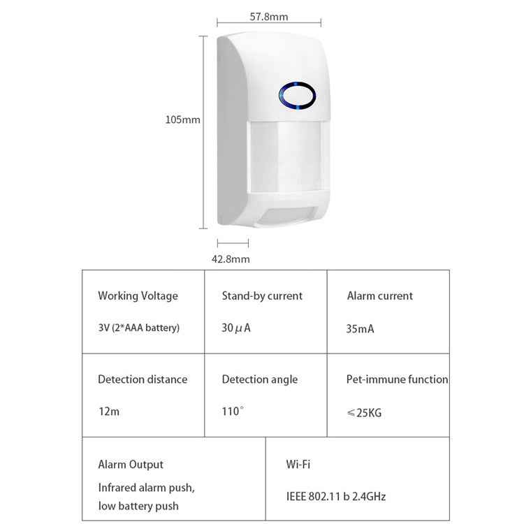 Tuya Smart App WiFi Infrared Alarm Smart Home Human Body Infrared Detector PIR