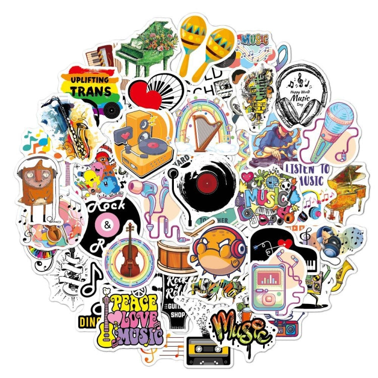 100pcs / 2 Sets Rock Band Sticker Musical Instrument Computer Suitcase Skateboard Decorative Sticker