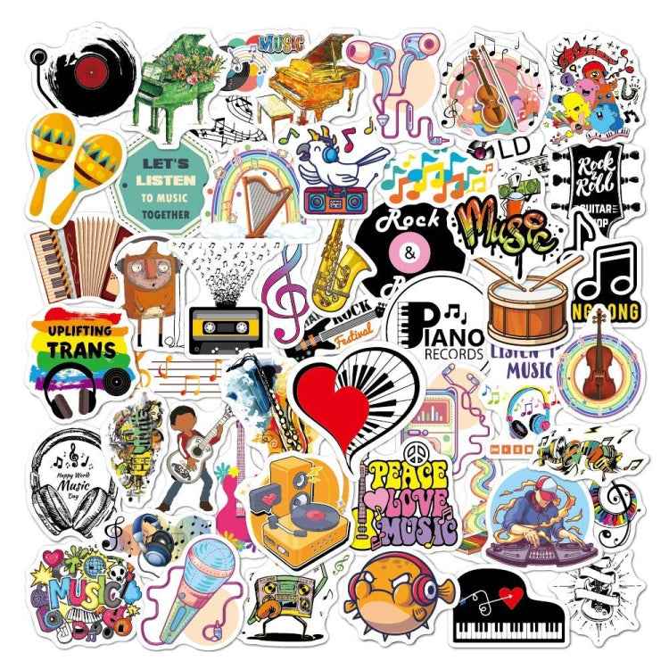 100pcs / 2 Sets Rock Band Sticker Musical Instrument Computer Suitcase Skateboard Decorative Sticker