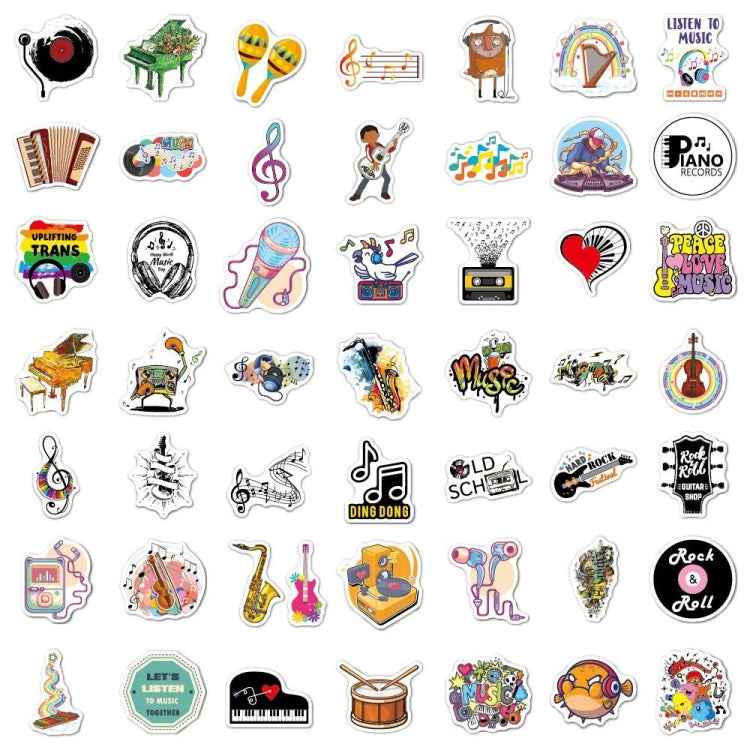 100pcs / 2 Sets Rock Band Sticker Musical Instrument Computer Suitcase Skateboard Decorative Sticker