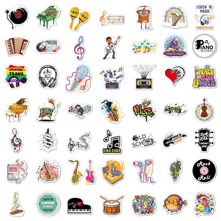100pcs / 2 Sets Rock Band Sticker Musical Instrument Computer Suitcase Skateboard Decorative Sticker, Rock Band Sticke