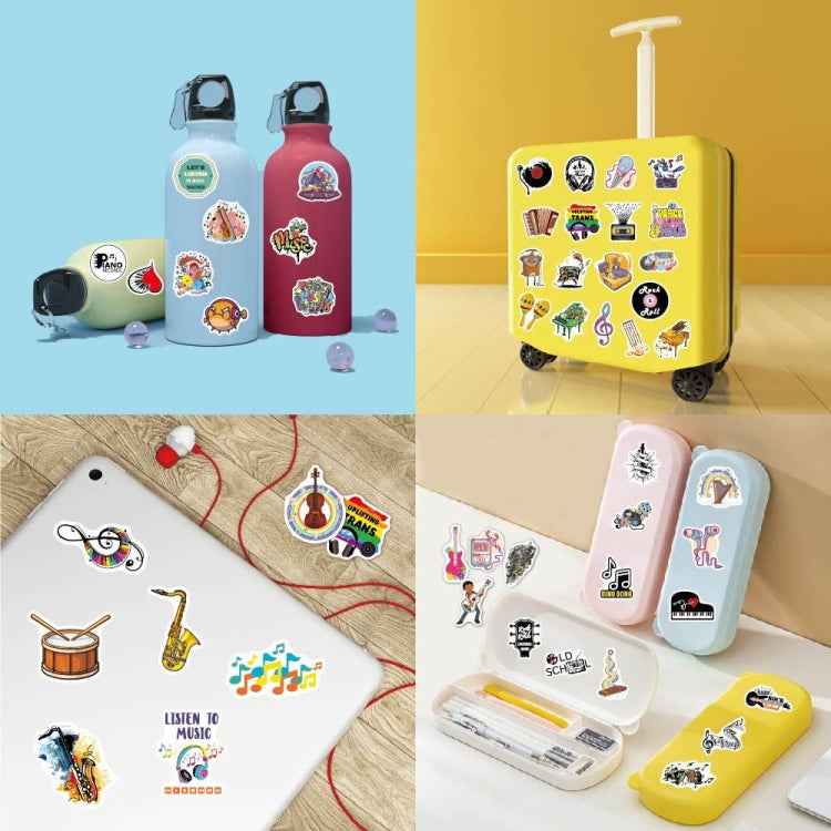 100pcs / 2 Sets Rock Band Sticker Musical Instrument Computer Suitcase Skateboard Decorative Sticker