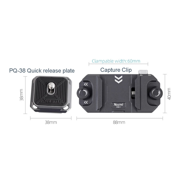 XILETU DSLR Camera Gimbal Arca Swiss Quick Release Plate Clamp,Spec:, Capture Clip+PQ-38, With Pad, Capture Clip+2pcs PQ-38, Only Capture Clip