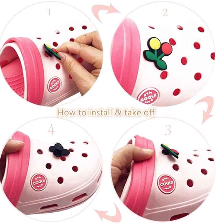 100pcs PVC Plastic Shoes Flowers Cartoon Cave Shoes Buckle, Style Random Delivery