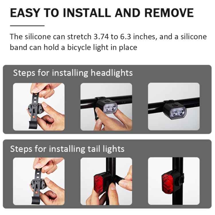 Bicycle Headlight Double T6 Lamp Beads + 16 LED Tail Light Set Rechargeable Helmet Warning Light